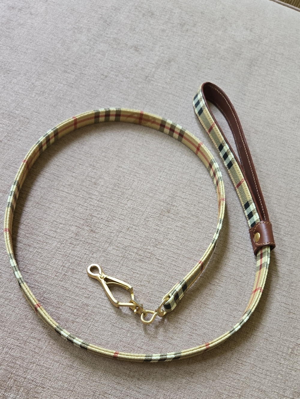 Burberry Dog Leash Medium Check, 100% Leather